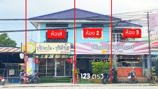 ขายบ้านตึกเชิงพาณิชย์ 2 ชั้น 2 หลัง123 ตรว ติดถนนคอนกรีต เลียบคลองสาม คลองหลวง ปทุมธานี