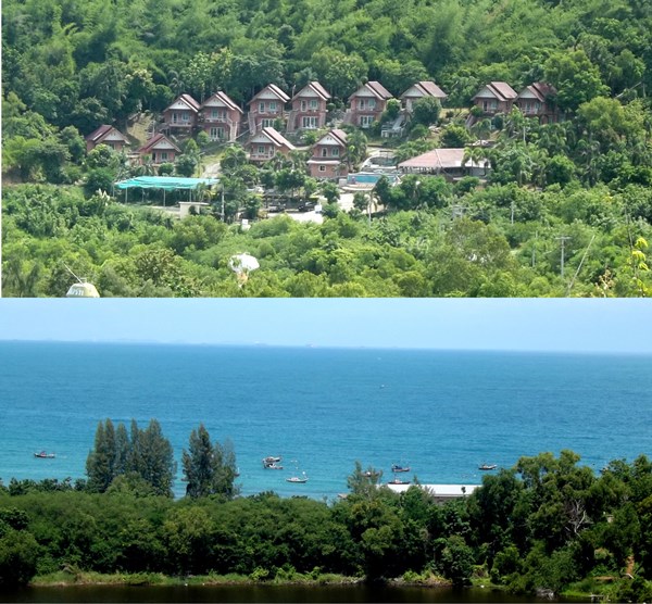 ขายหรือให้เช่าระยะยาว รีสอร์ทบนเนินเขาวิวทะเล สัตหีบ ชลบุรี เงียบสงบพร้อมวิลล่าส่วนตัว 12 หลัง โทร 0887649875