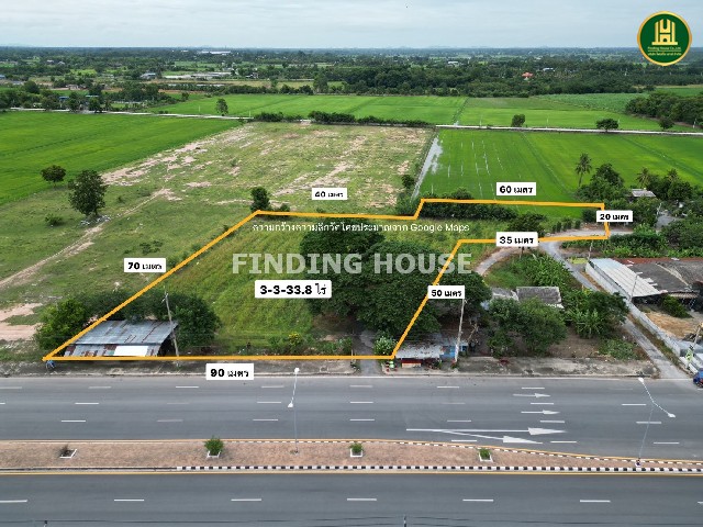 ขายที่ดินสุพรรณ ดอนเจดีย์ ถมแล้ว 3 – 3 – 33.8 ไร่ ดอนเจดีย์
